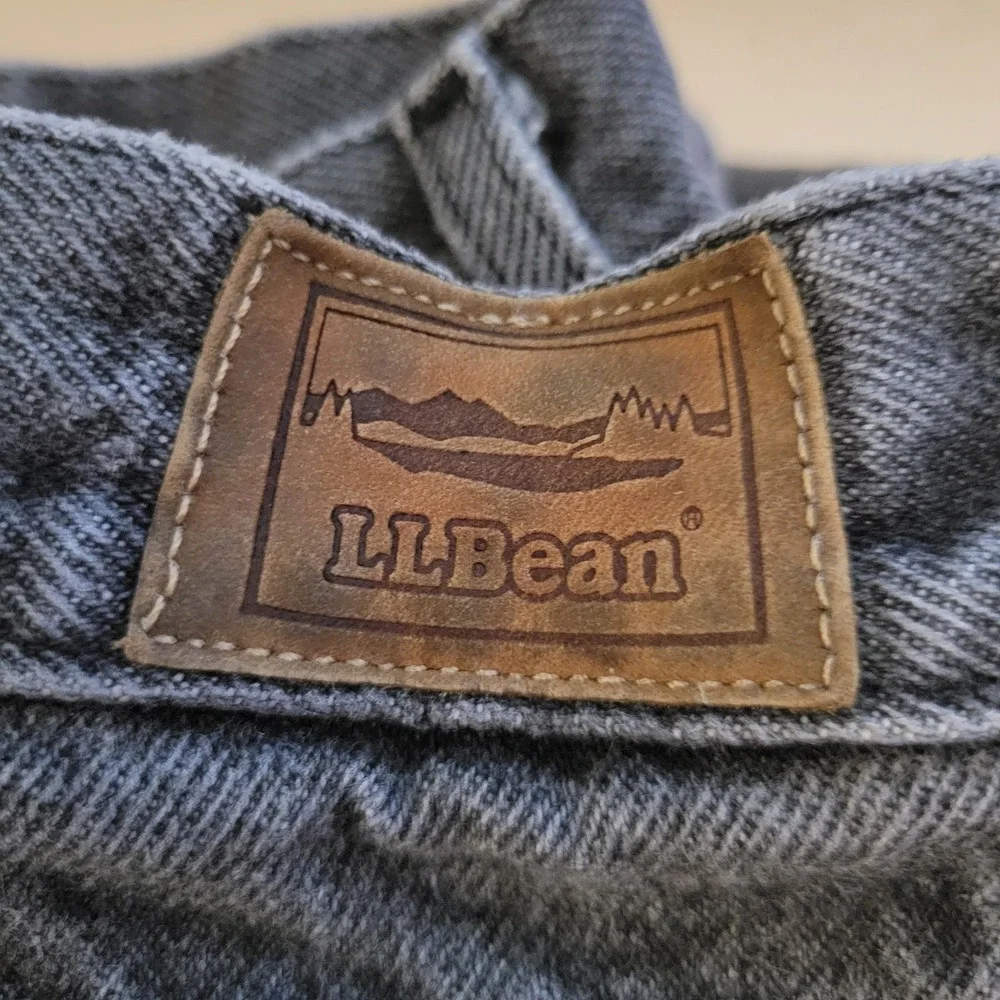 VTG LL Bean Flannel Lined Jeans Men's Size 34x31 Distressed Black Made In USA